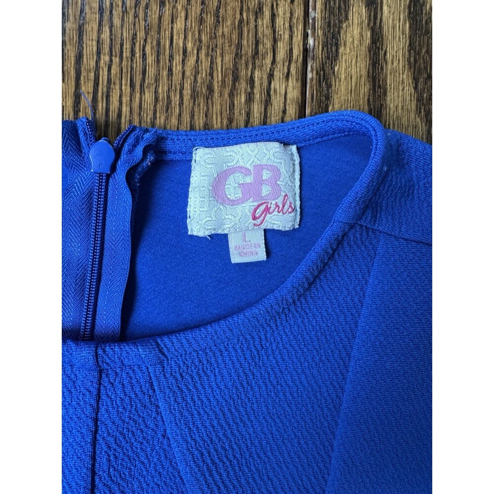 GB Girls' Dress Size Large Royal Blue Cap Sleeve Knee Length - Picture 3 of 6